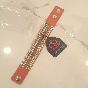 Orange Urban Bracelet with rhinestones double closure